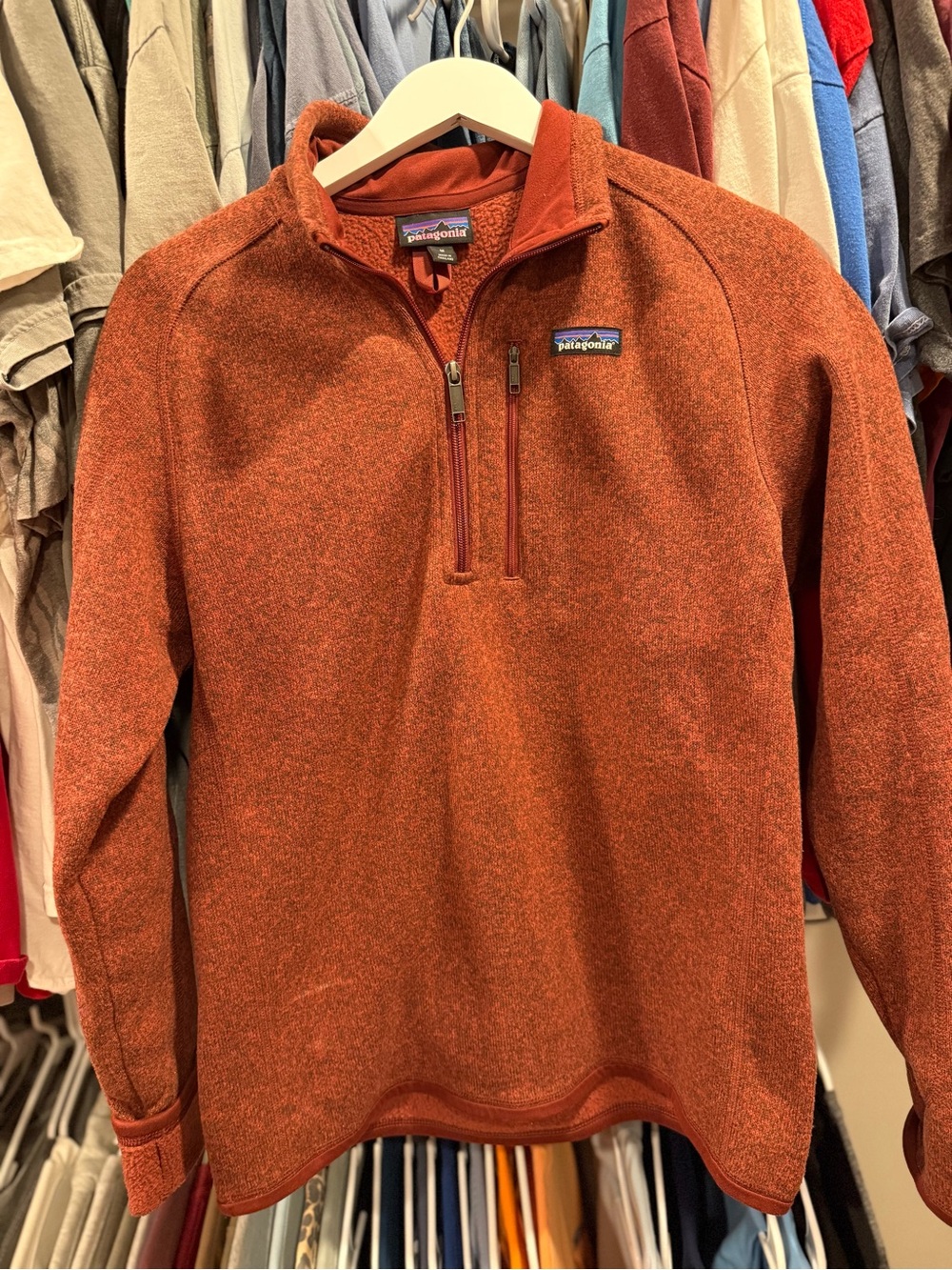 Patagonia Men's Quarter-Zip Fleece Pullover in Burnt Orange